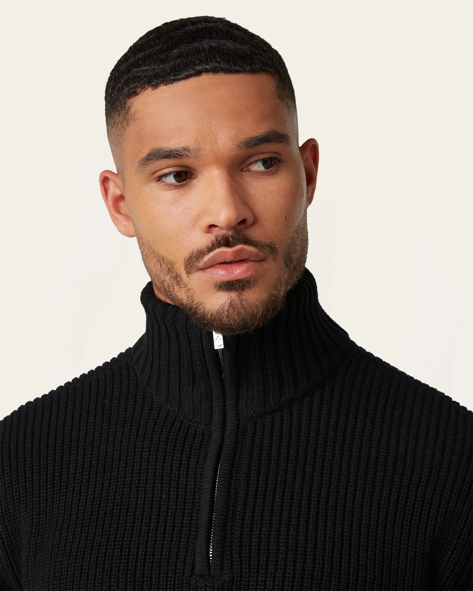 Heavy Seawool Half Zip Black