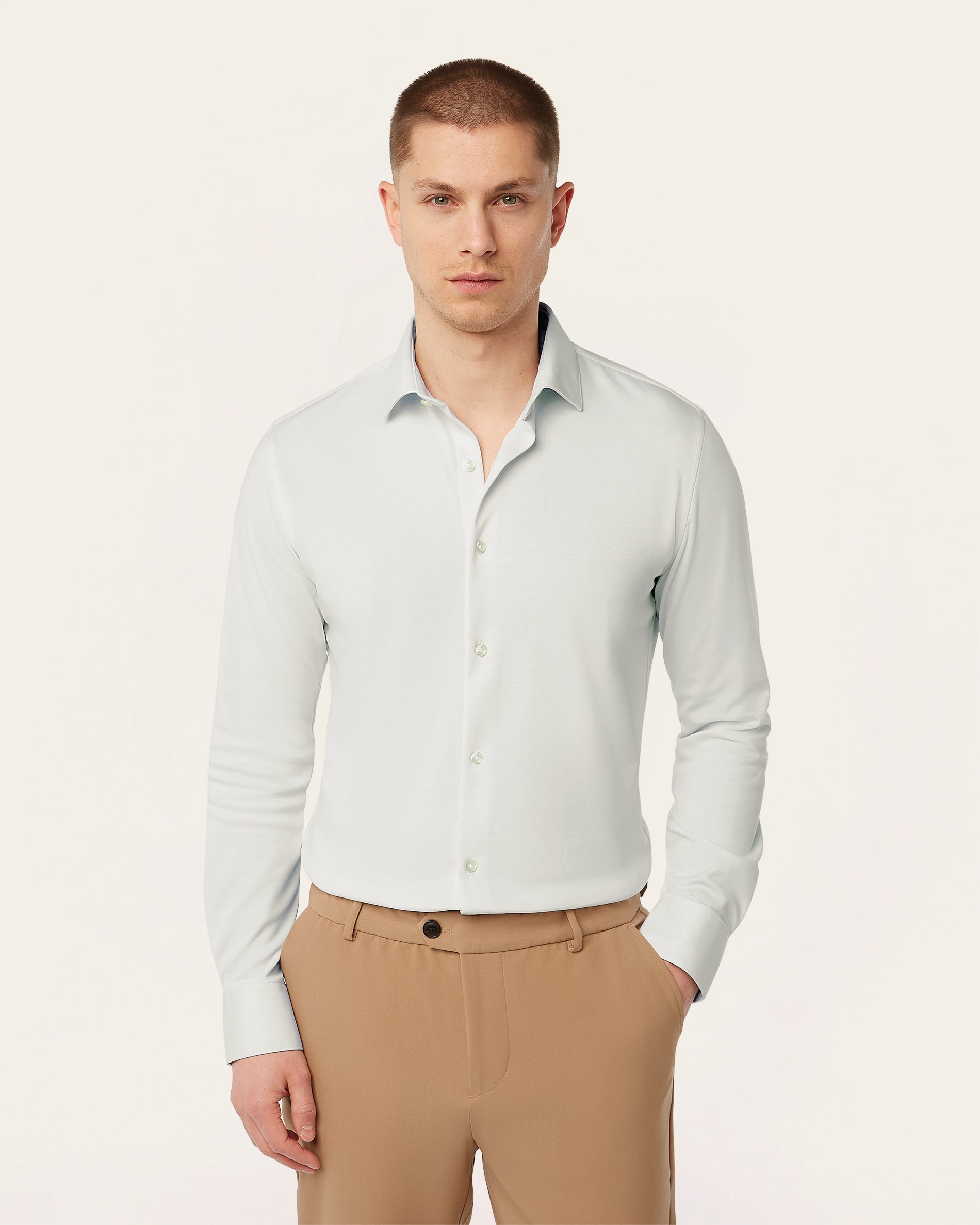 Knitted non-iron shirt Cloud Grey