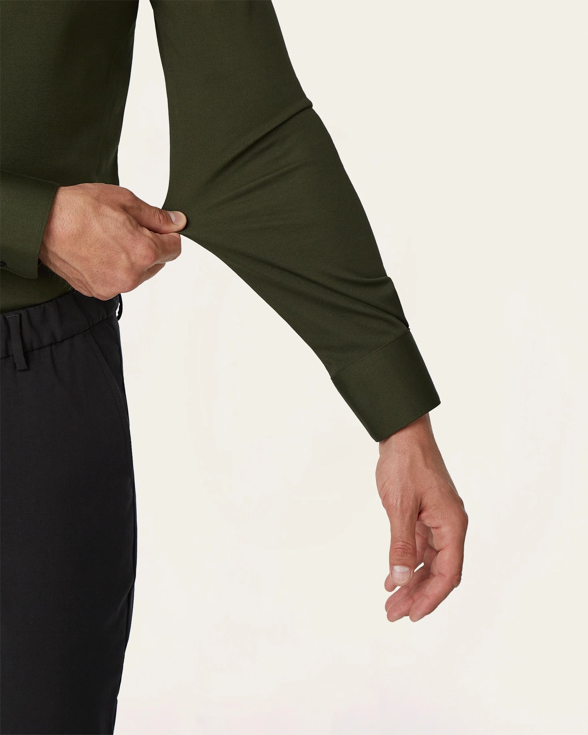 Knitted non-iron shirt Dark Green