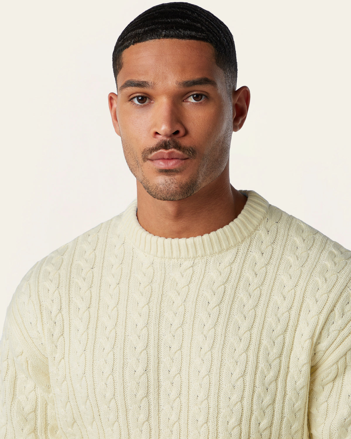 Heavy Seawool Cable Crewneck Off White