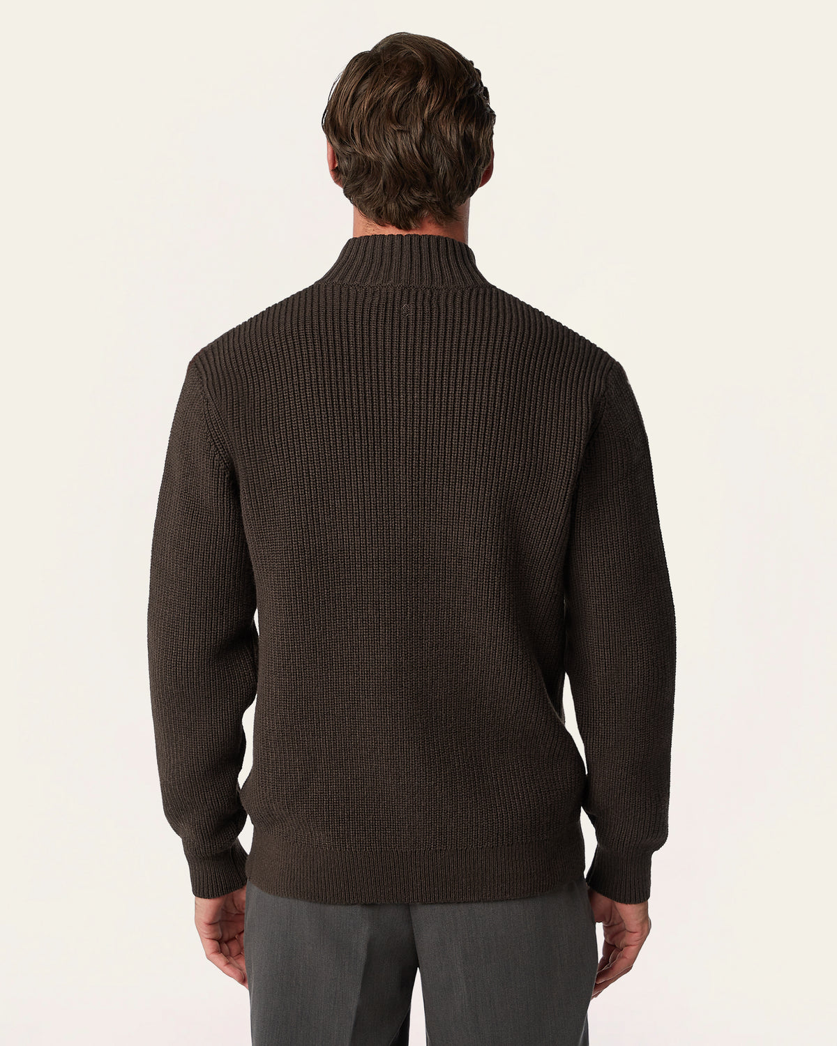 Heavy Seawool Full Zip Cardigan Dark Brown