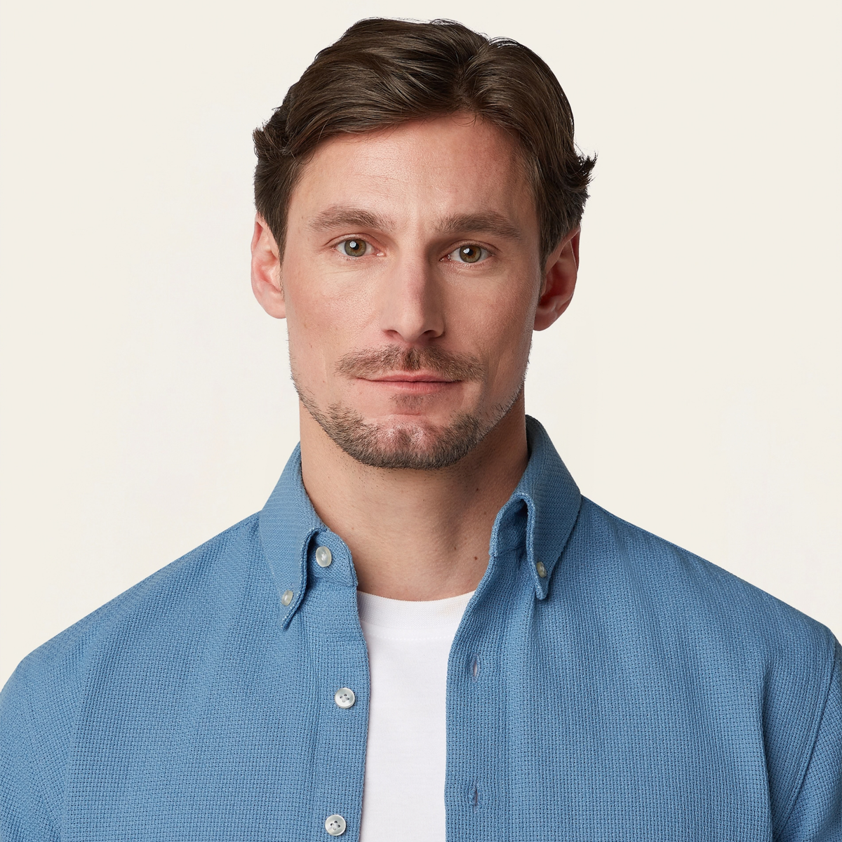 Short Sleeve Shirt Off White / Light Blue
