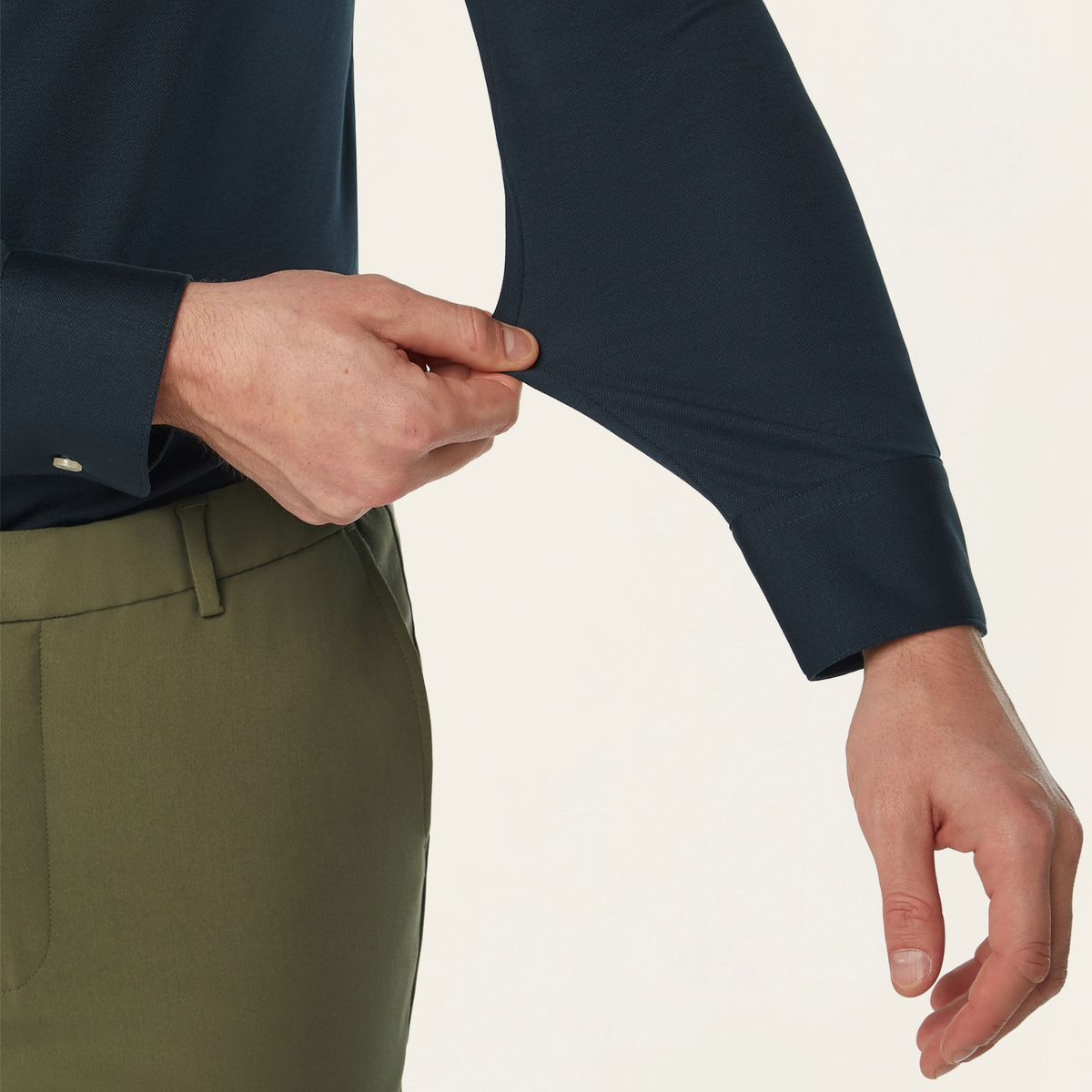 Knitted non-iron shirt navy