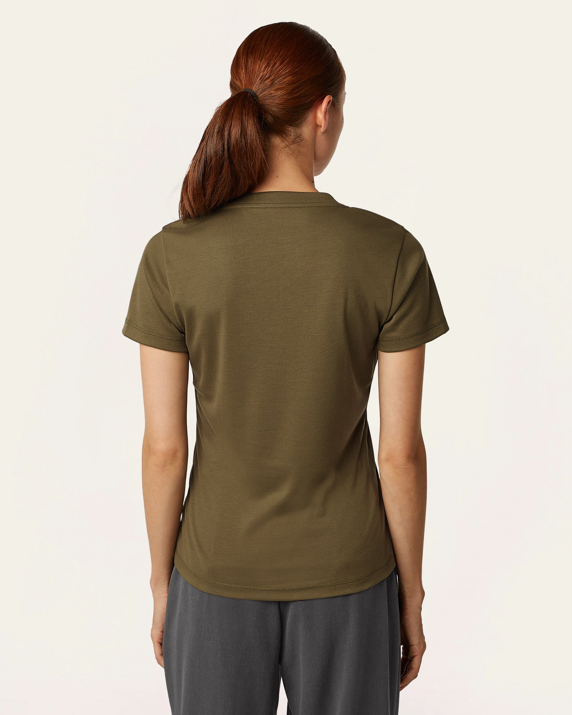 Interlock V-neck Slim T-shirt - Olive