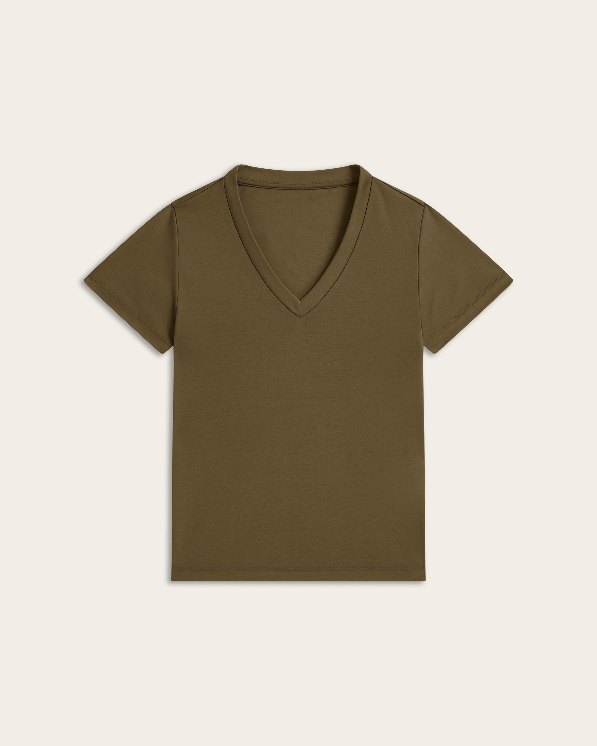 Interlock V-neck Slim T-shirt - Olive