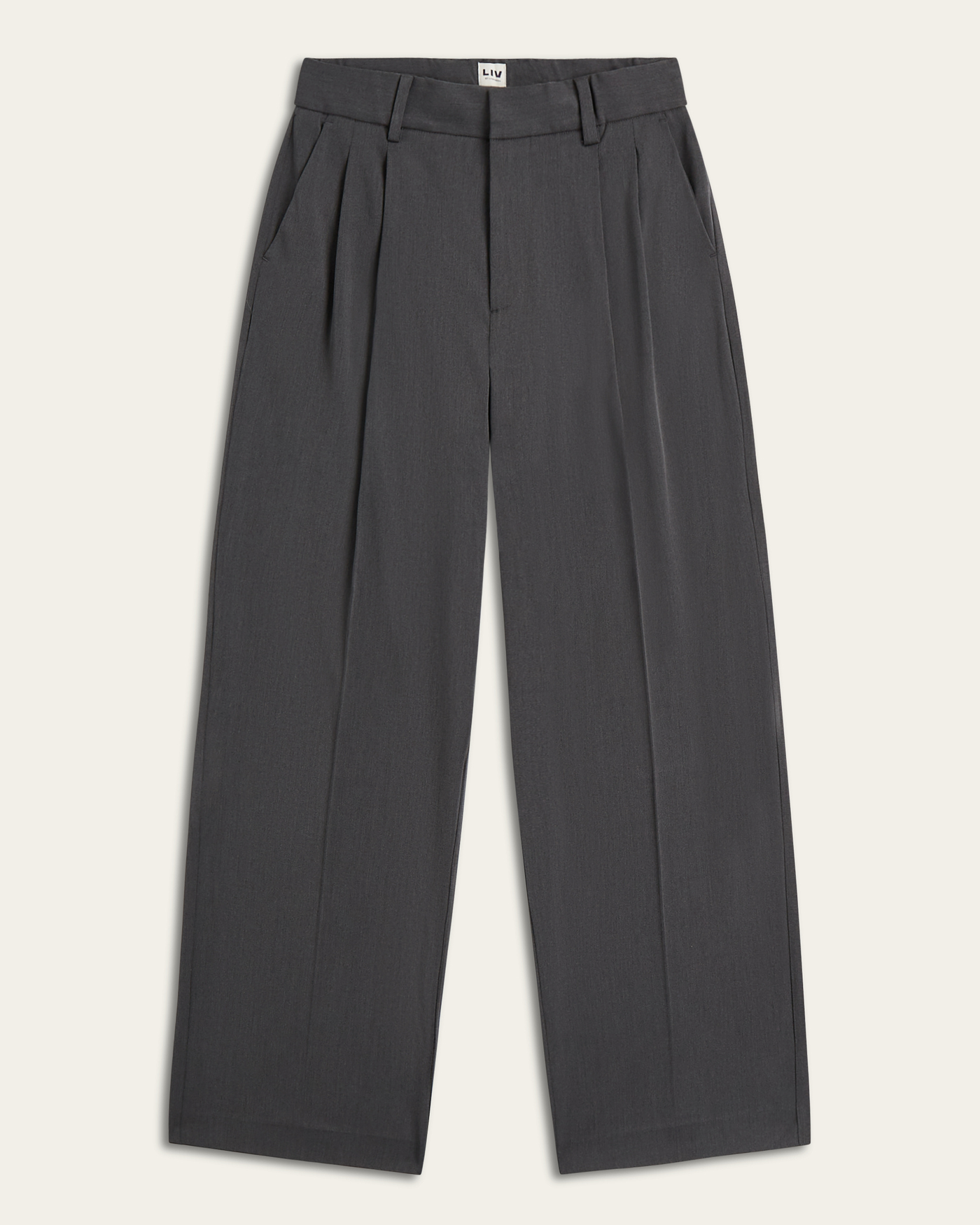 Pleated Signature Wide Pants - Dark Grey