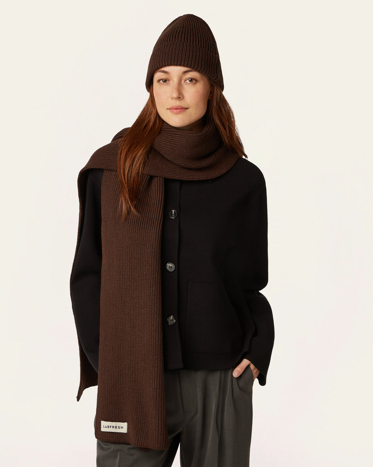 Heavy Seawool Beanie - Dark Brown