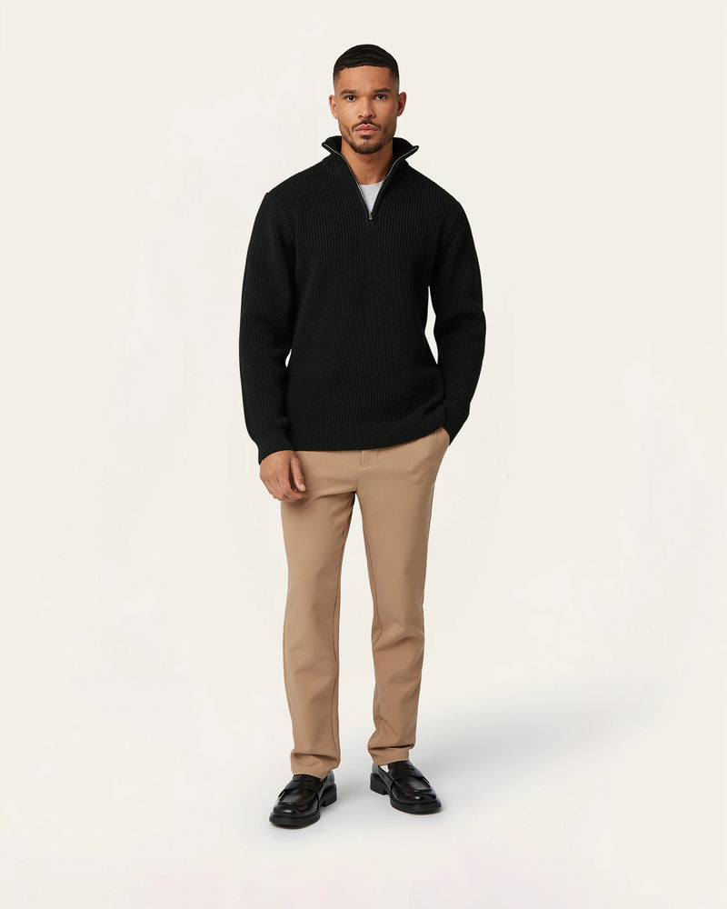 Heavy Seawool Half Zip Black