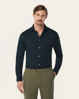 Knitted non-iron shirt navy