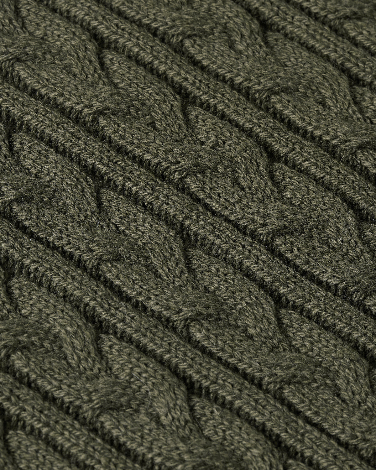 Heavy Seawool Cable Crewneck Dark Olive