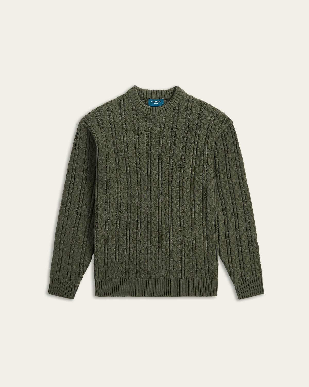 Heavy Seawool Cable Crewneck Dark Olive