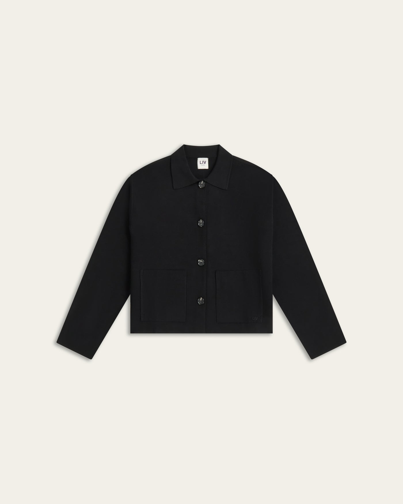 Boxy Jacquard Cardigan - Black
