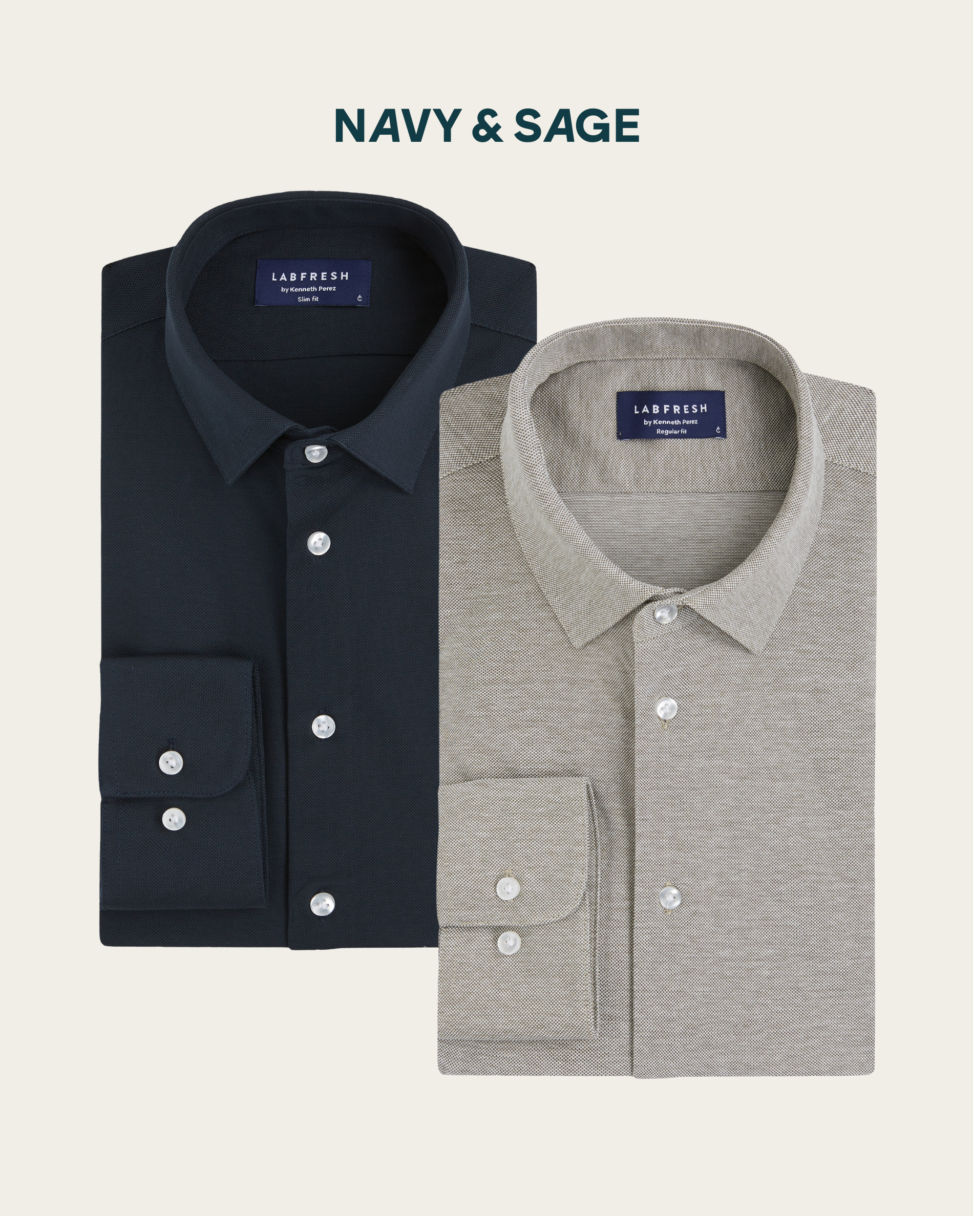 Prior Tech: Knitted shirt 2-pack bundle | Navy & Sage