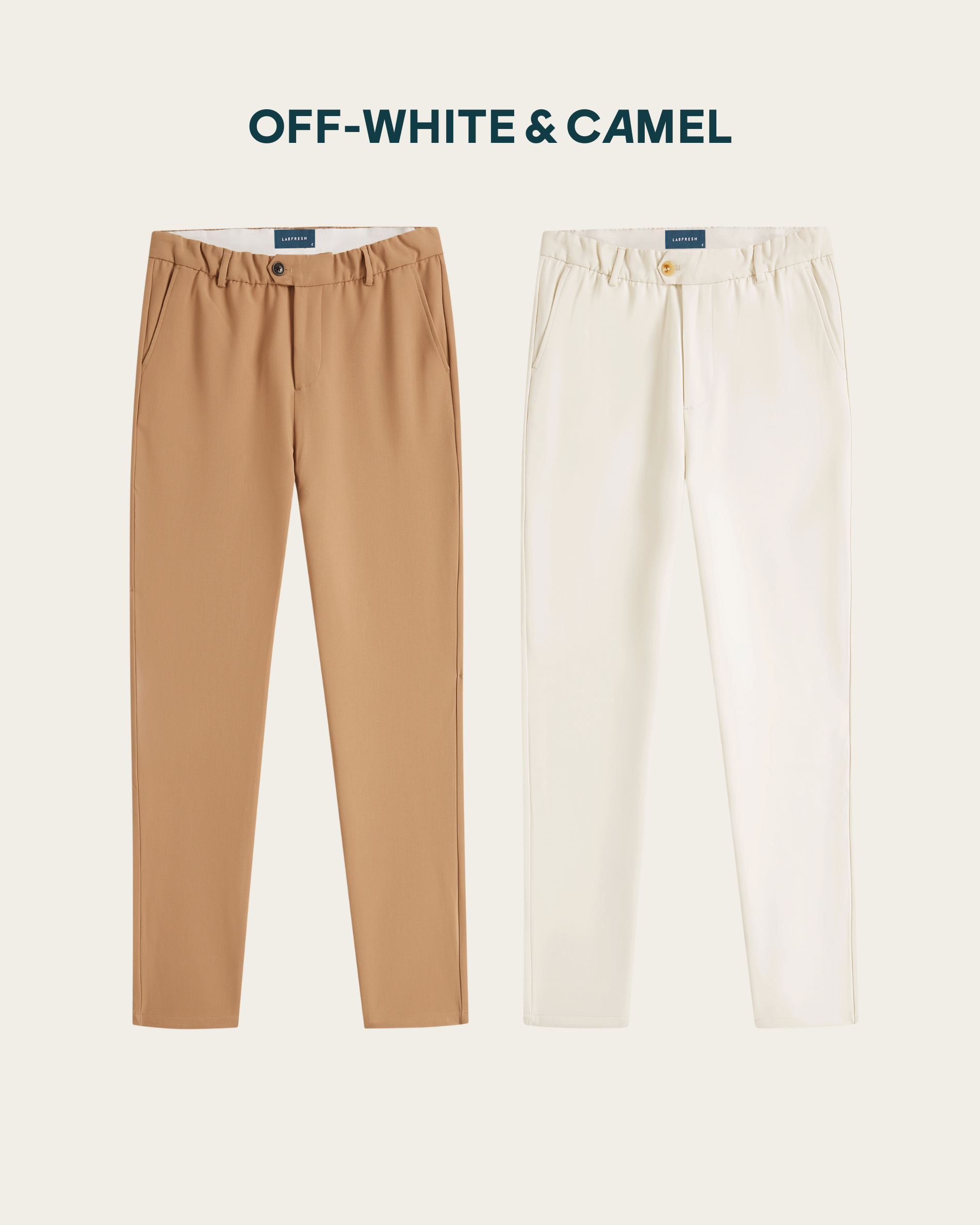 Classic pants 2-pack bundle | Off-white & Camel