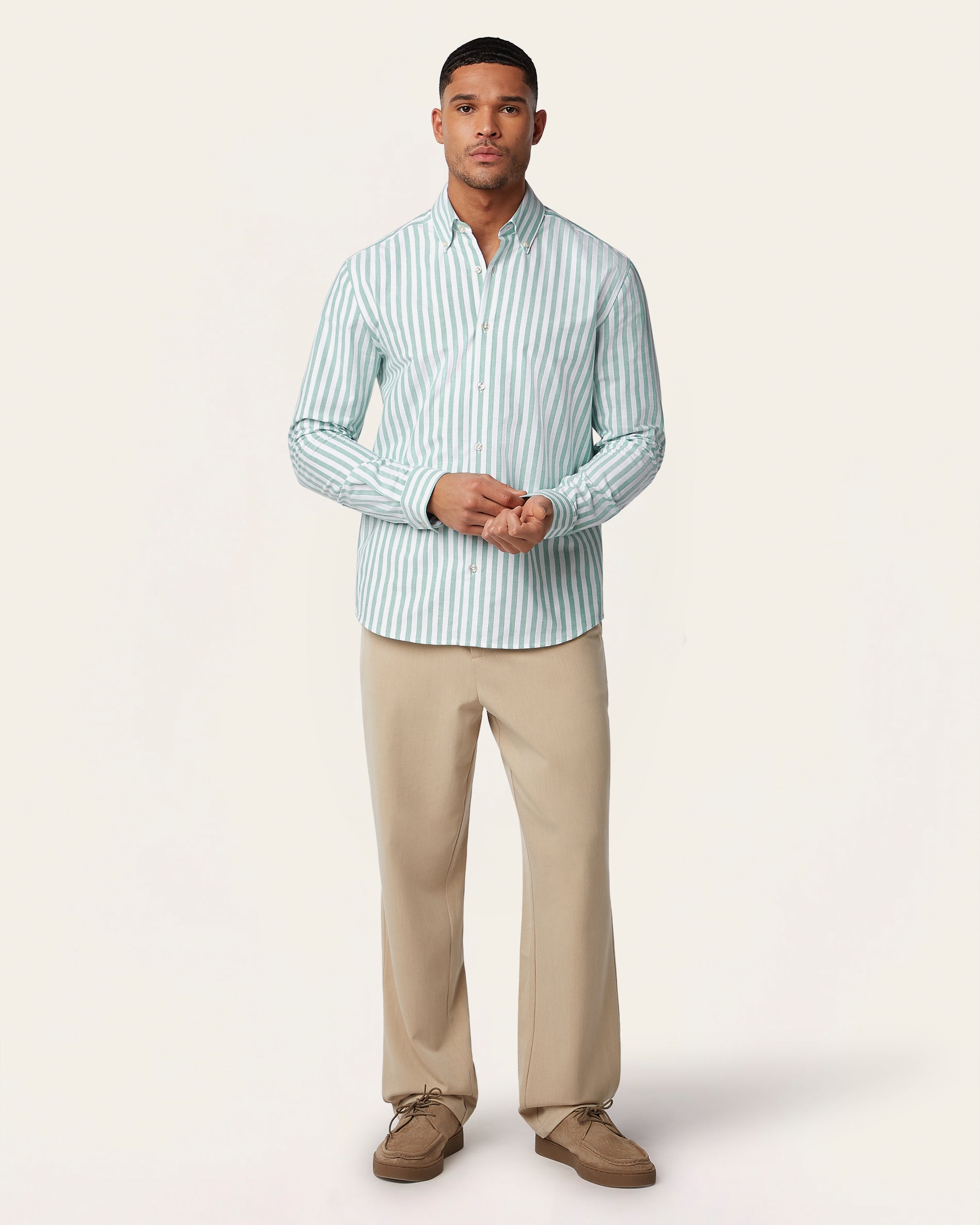 Oxford Shirt Green / White stripe