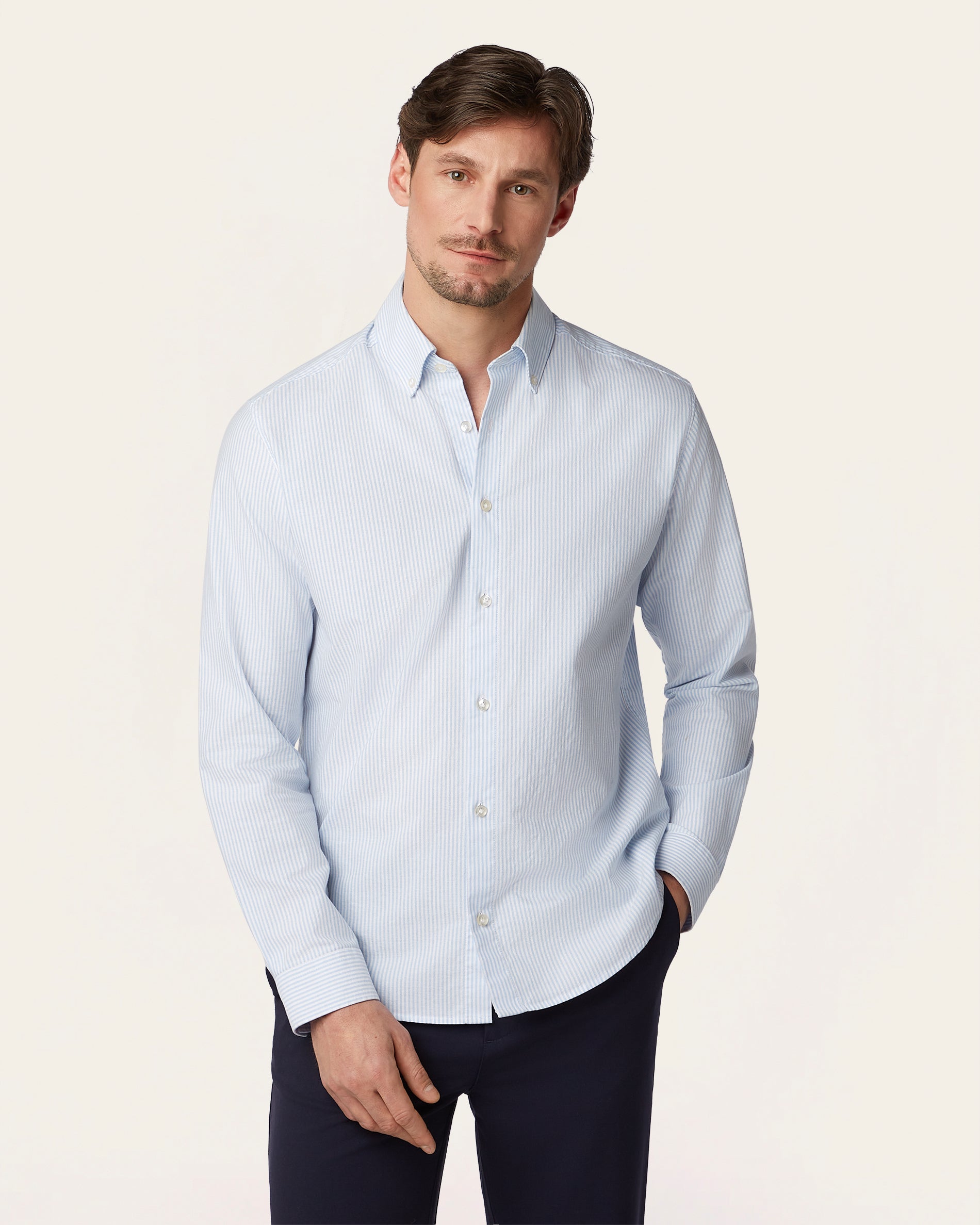 Oxford Shirt White / Blue Stripe