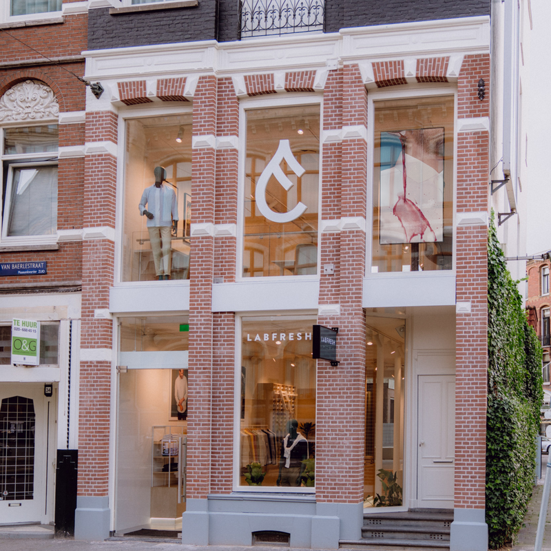 Front facade of the LABFRESH store in Amsterdam.
