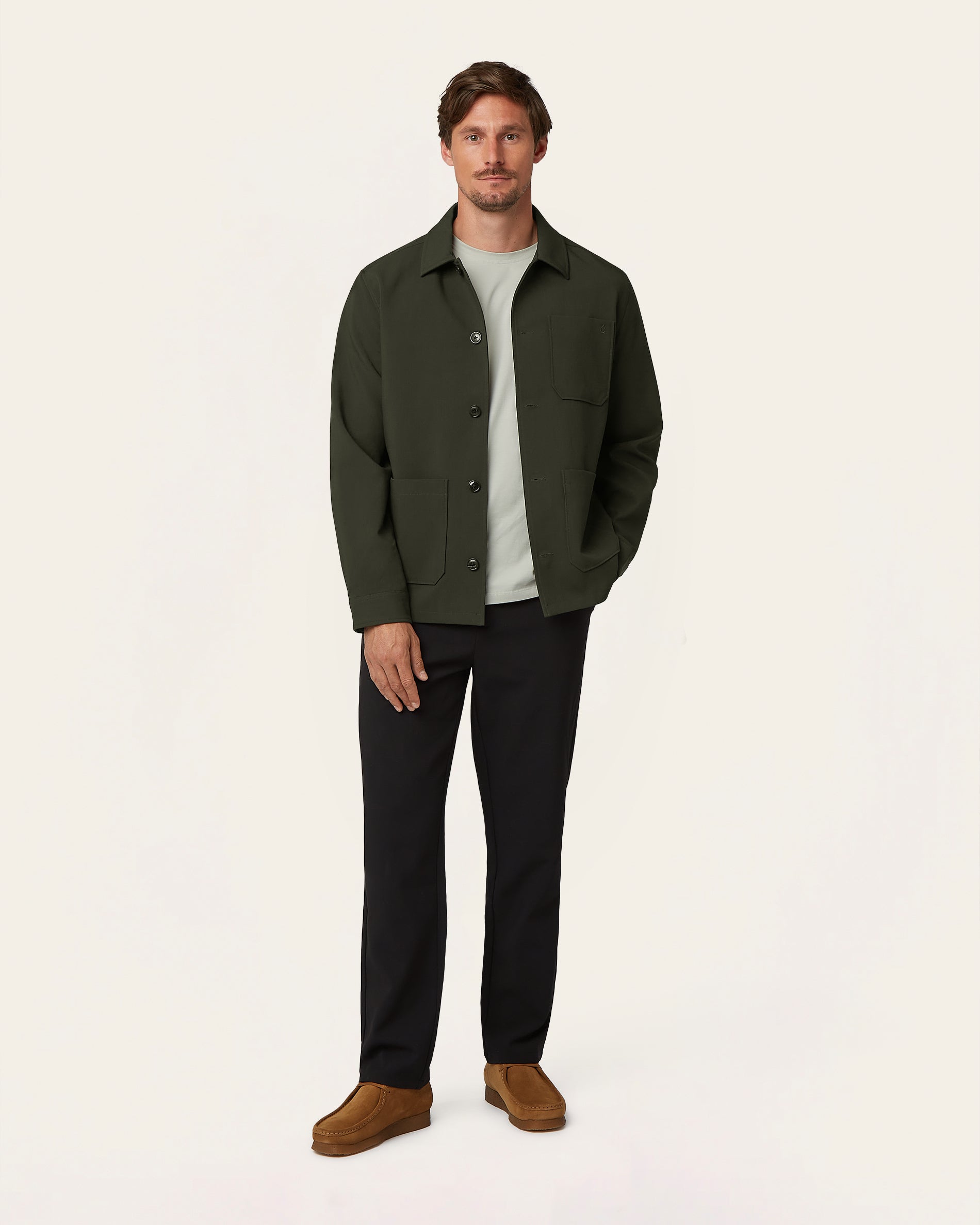 Dark Green Water-Repellent Shirt Jacket | LABFRESH