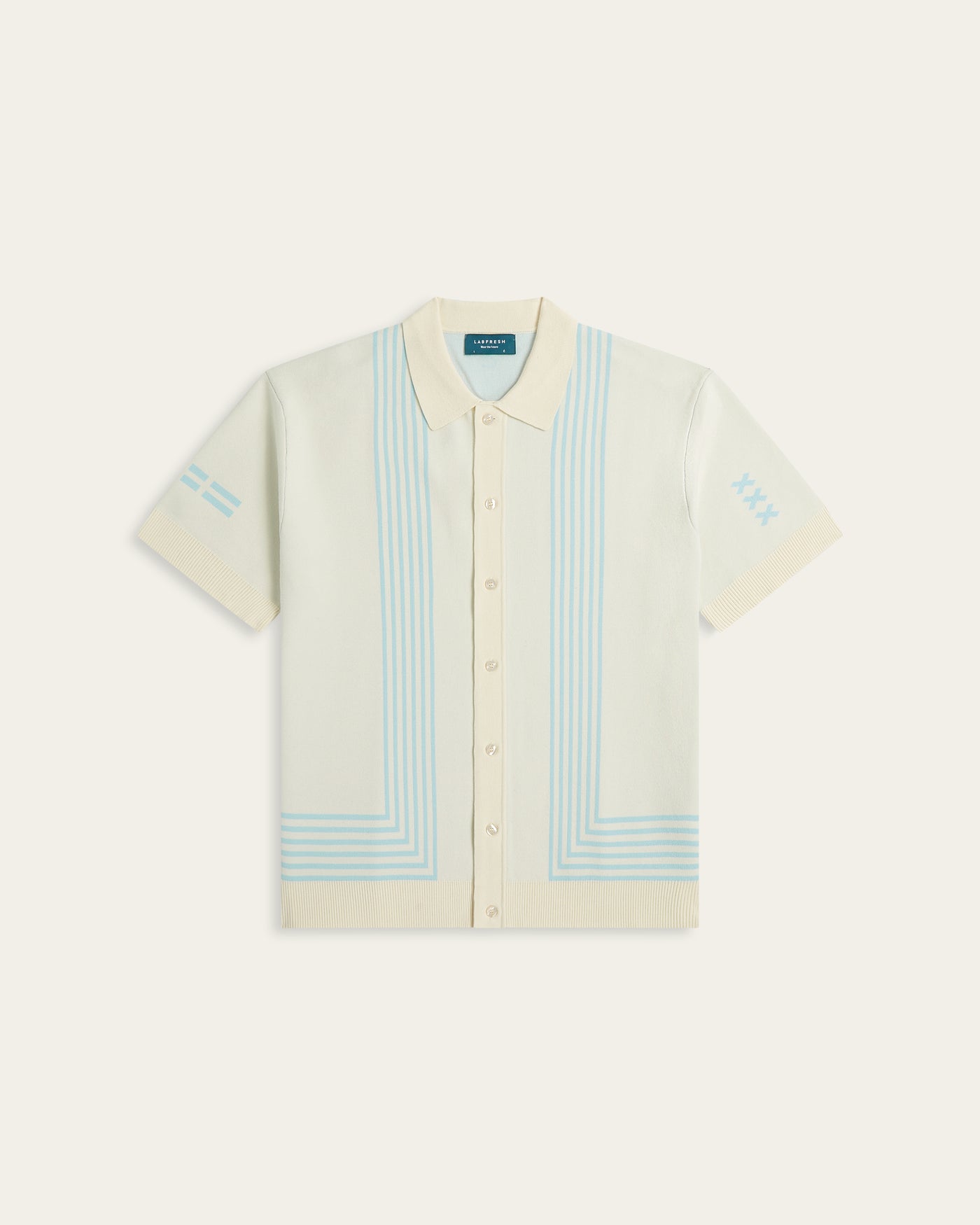 Jacquard Polo Off White / Light Blue