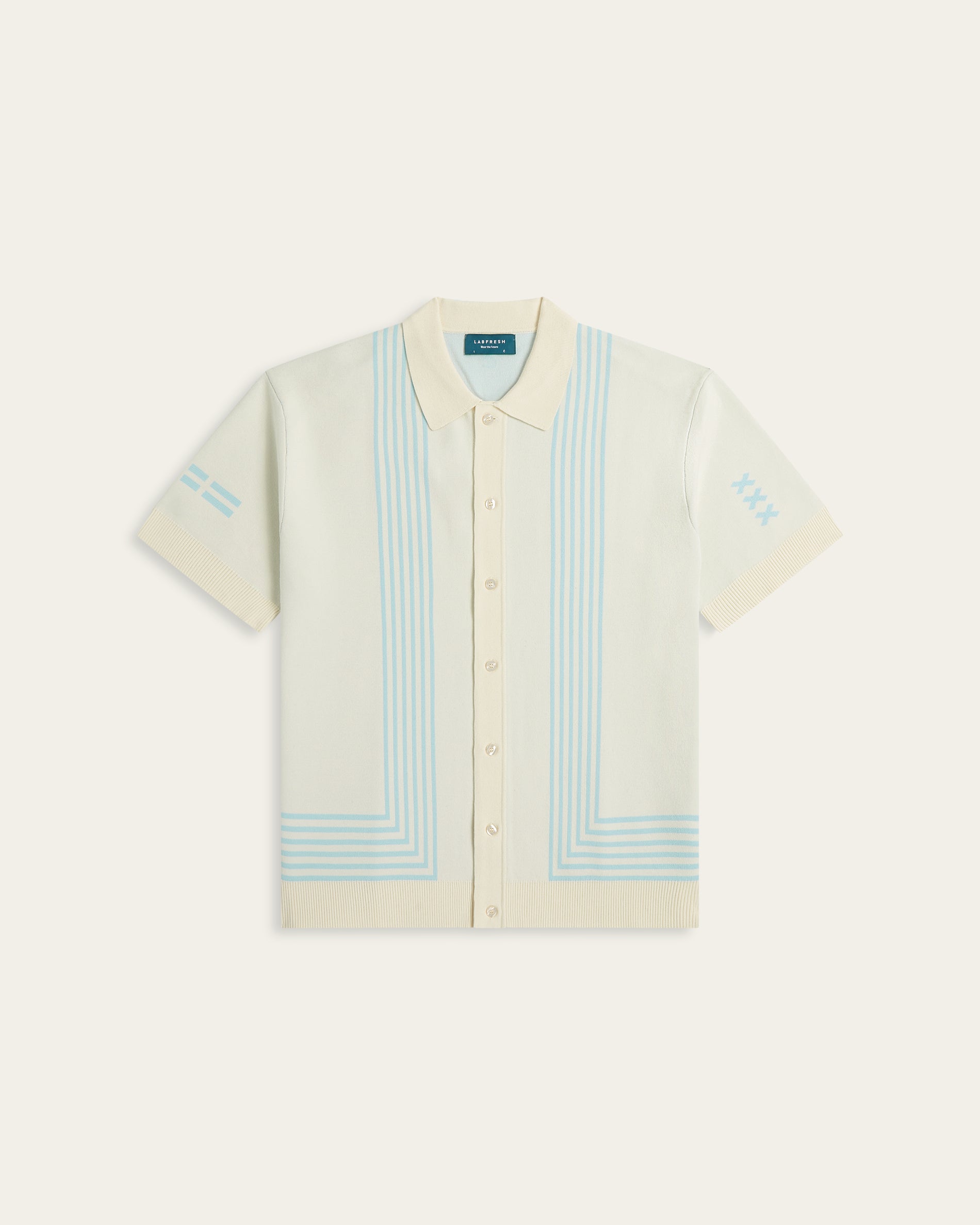 Jacquard Polo Off White / Light Blue
