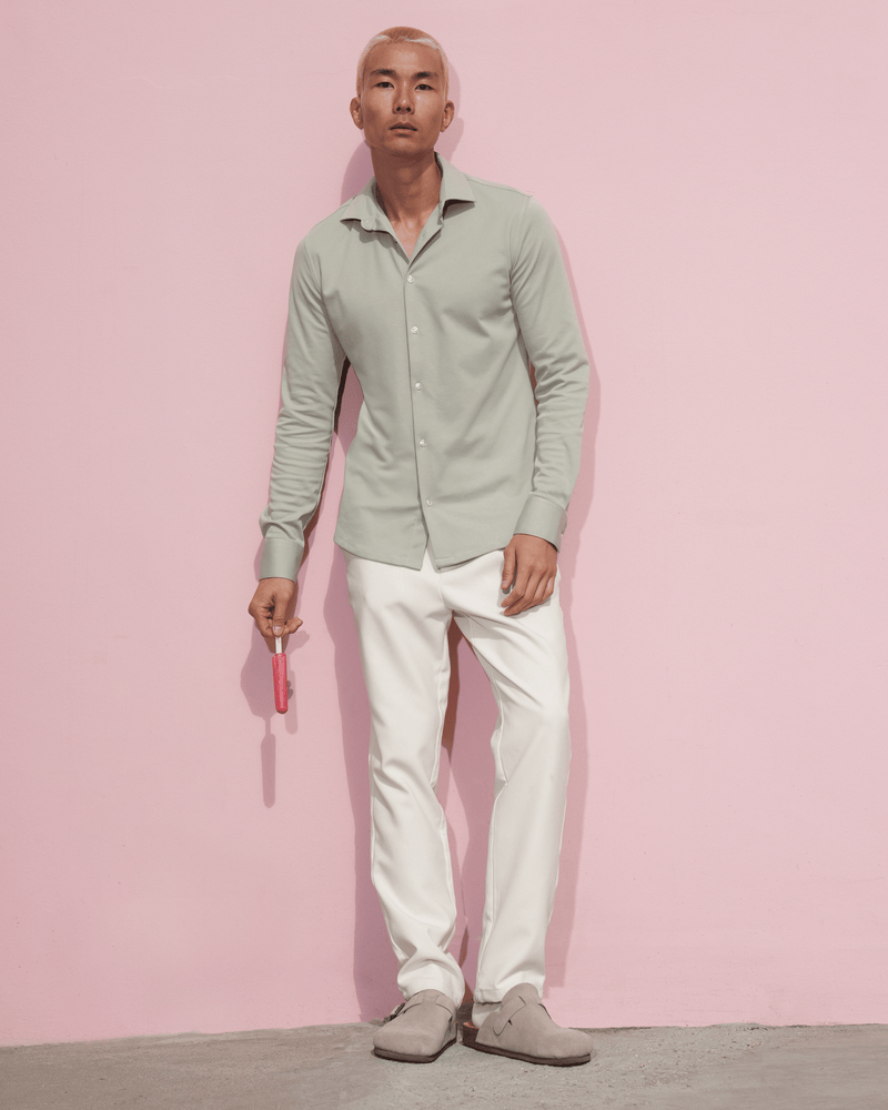 Knitted non-iron shirt Light Green