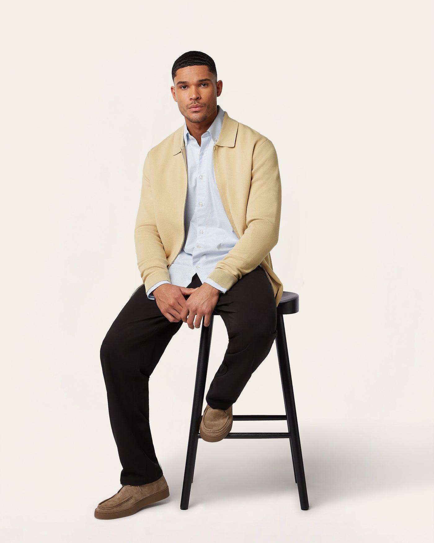 Full Zip Jacquard Cardigan Sand