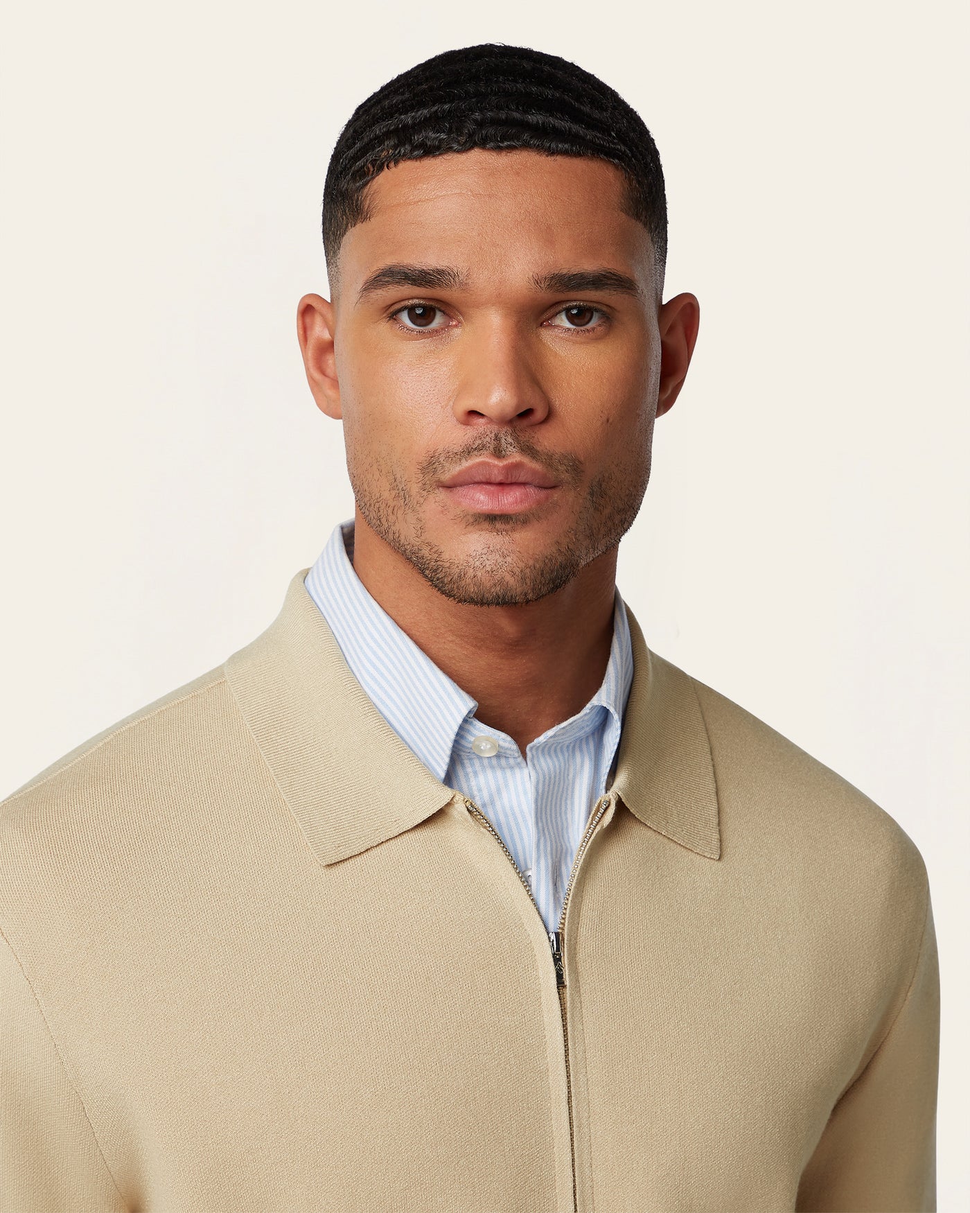 Full Zip Jacquard Cardigan Sand